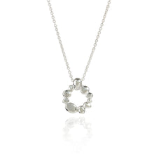 Load image into Gallery viewer, White Gold Pebble Circle Pendant Necklace