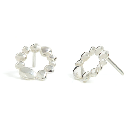 White Gold Circle Stud Earrings