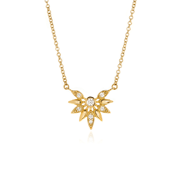 Yellow Gold and Diamond Fan Necklace