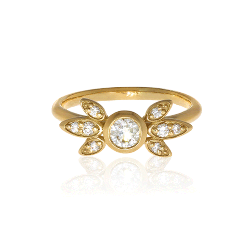 Yellow Gold and Diamond Double Fan Ring