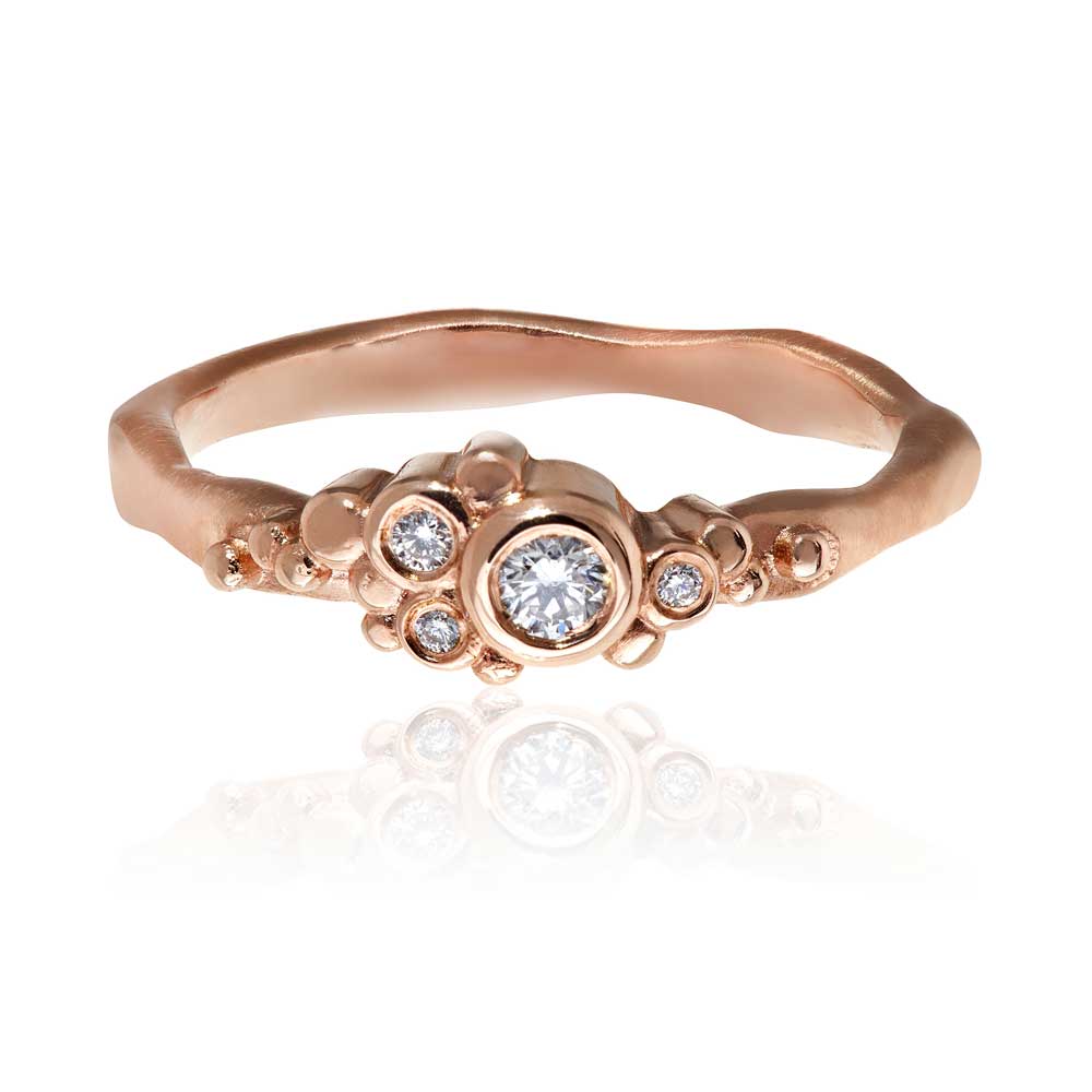 Rose Gold and Diamond Flint Cluster Ring