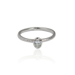 Bark Oval Diamond Solitaire Ring