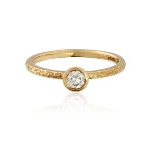 Yellow Gold and Diamond Solitaire Engagement Ring