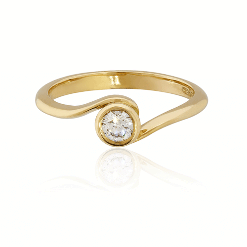 Yellow Gold and Diamond Bypass Solitaire Ring