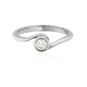 White Gold and Diamond Bypass Solitaire Ring